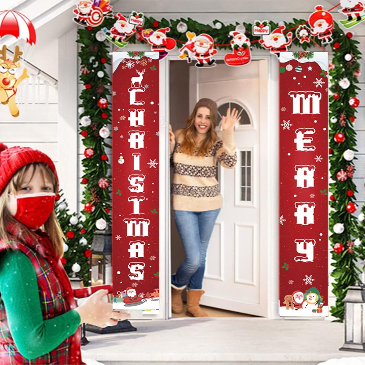 Baner Świąteczny Merry Christmas Dekoracja na Drzwi i Ściany 30x180 cm