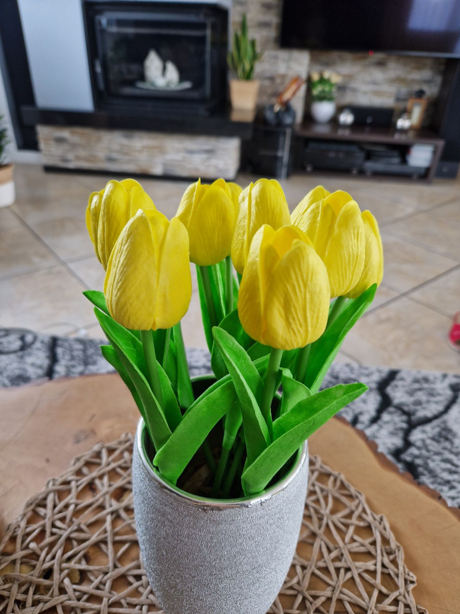 Piękne tulipany jak żywe, bukiet 10 sztuk, sztuczne kwiaty, żółte