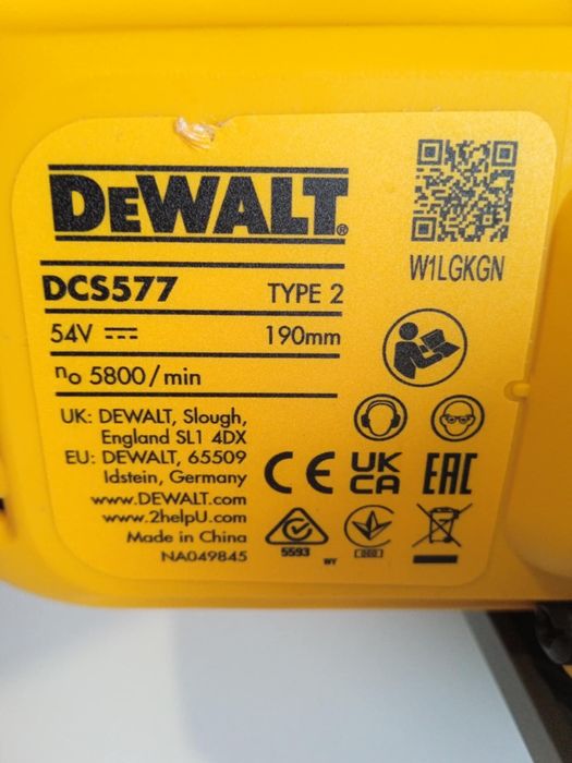 Pilarka tarczowa akumulatorowa DeWalt DCS577N 190mm 54V XR Flexvolt