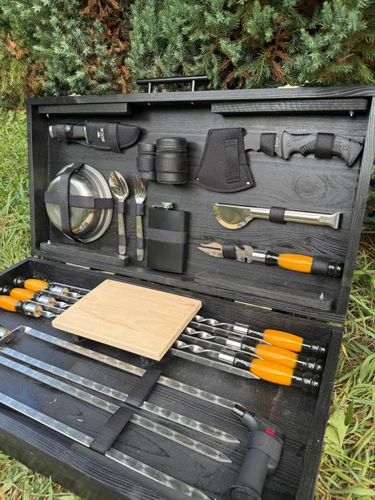 Подарочный набор шампуров в кейсе мужу мужчине куму на день рождения