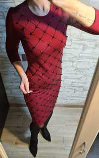 Бордовое новое платье с длинным рукавом р.С