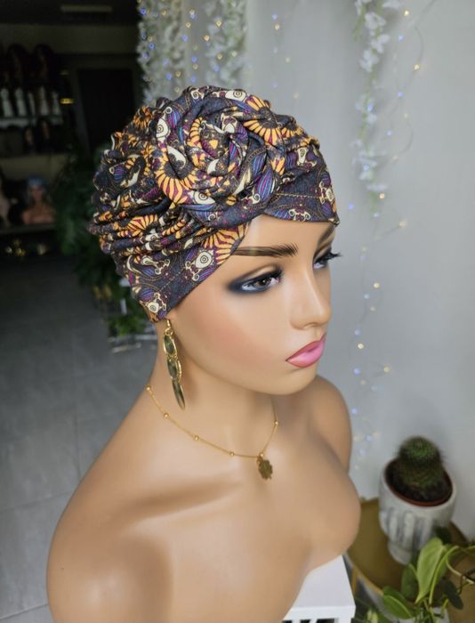 Turban czapka chustka na głowę w trakcie leczenia chemioterapii Soa