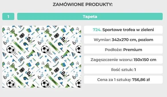 Tapeta sportowe trofea długość 342 wysokość 270