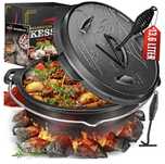 KESSER® Zestaw Dutch Oven garnek do duszenia grilla, żeliwny garnek