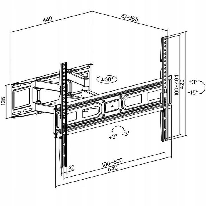 MOCNY OBROTOWY uchwyt telewizora wieszak TV REGULACJA uchylny 37-99"