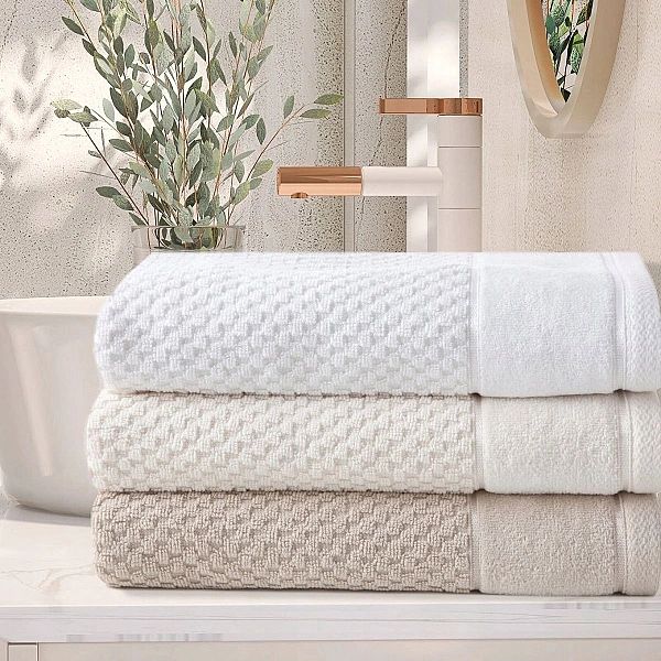 Ręcznik 50x90 kąpielowy BAWEŁNA żakardowy chłonny FRIDA krem