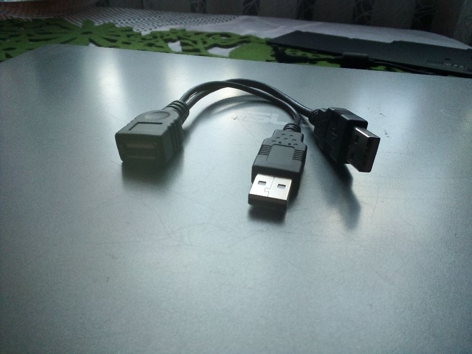 Kabel Y otg USB - 2x USB zasilanie 20cm