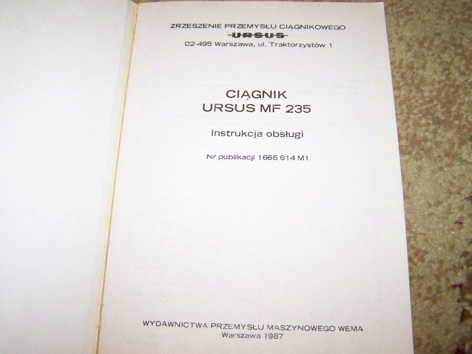 Instrukcja obsług Massey Ferguson 235 MF235 oryginał 1987