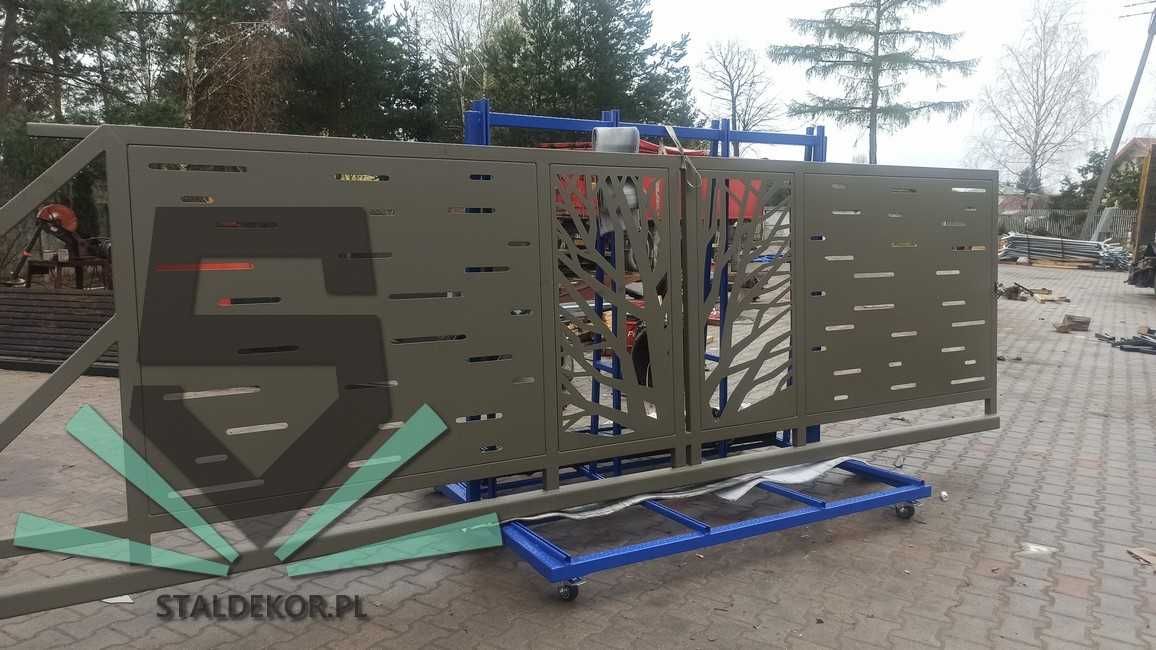 Brama przesuwna 4x1,5m wycinana laserowo, CNC,  panelowa.