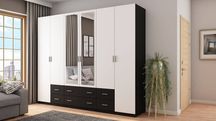 szafa 240/220 meblast czarny/biel z 2 lustrami nowoczesna