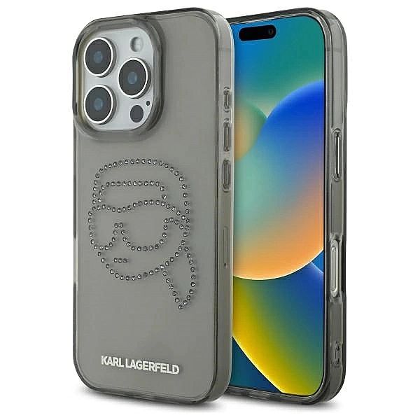 Etui Karl Lagerfeld IML Rhinestones Karl Head na iPhone 16 Pro Max 6.9