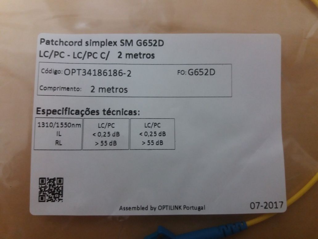 Patch de fibra óptica LC/PC - E2000/APC C/ 14m e LC/PC - LC/PC C/ 2m