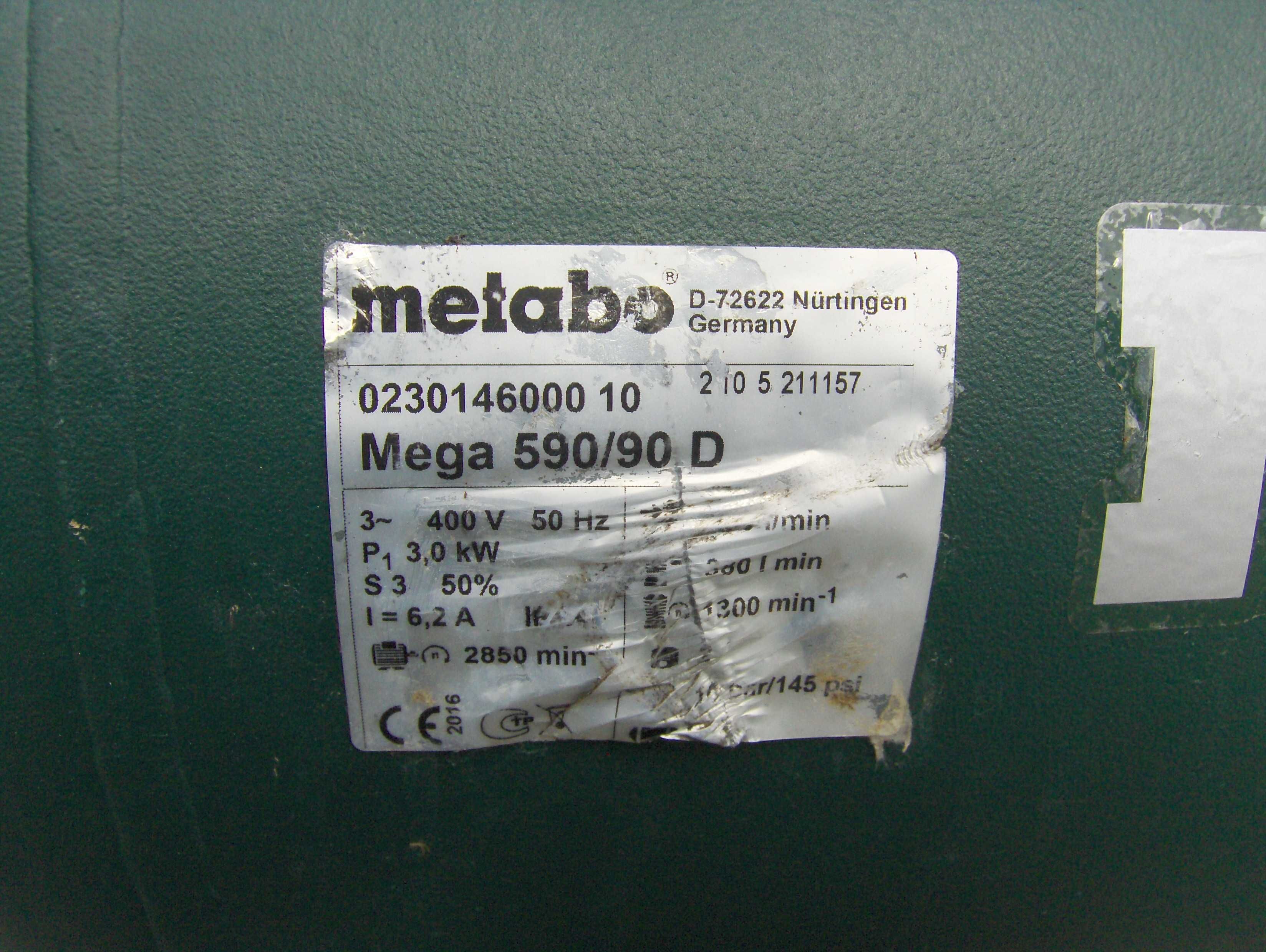 Kompresor Metabo Mega 590-90D 11bar 3kW 90L nowa pompa