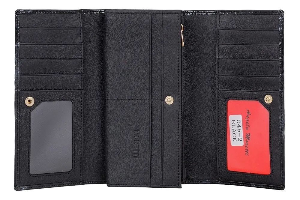 portfel damski czarny lakier  motyl angela moretti