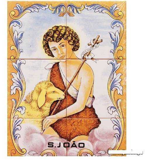 Azulejos Imagem São João do Porto Gravura Santo Painéis Quadro 45x30CM
