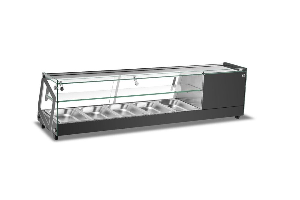 Vitrina refrigerada para tapas/petiscos quadrada 6 bandejas 1309X395X3