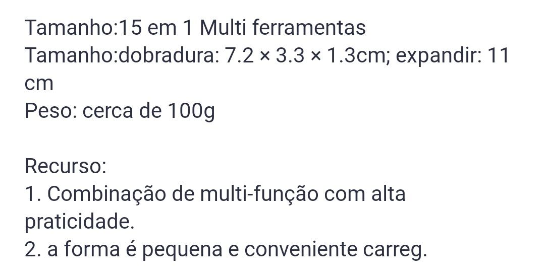 Ferramenta Multiusos mini 15 em 1 de cor prateada - Nova