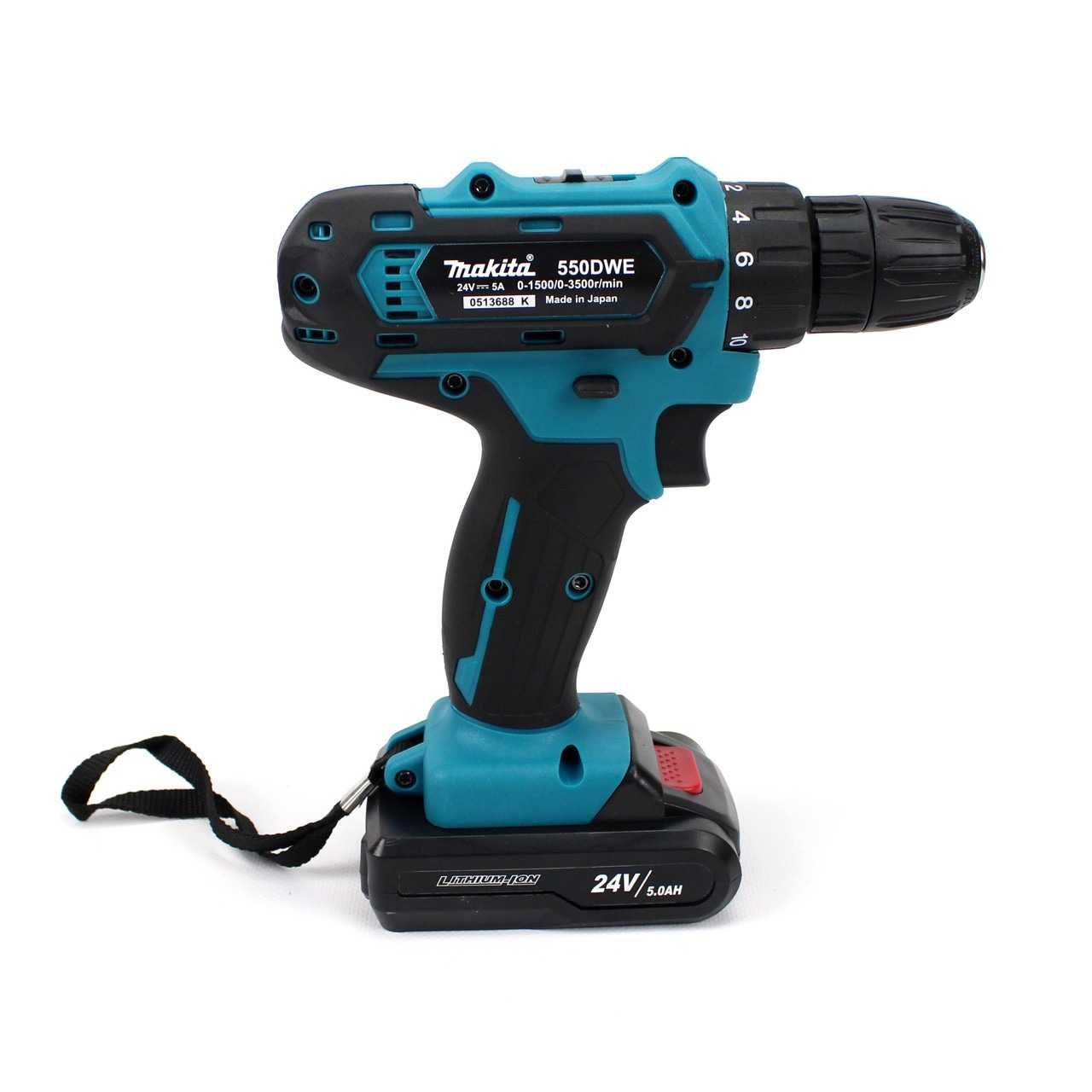 Шуруповерт з набором інструментів Makita DF550 DWE (24V/5.0 AH)