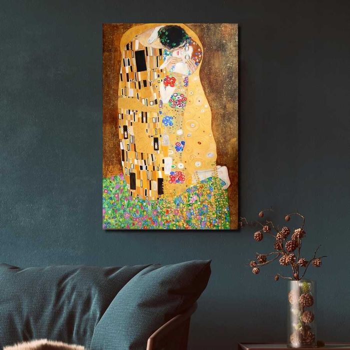 duży obraz malowany Gustav Klimt POCAŁUNEK na prezent abstrakcja