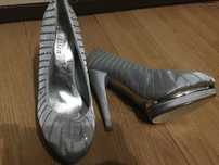 Farasion szpilki buty damskie srebrne 38
