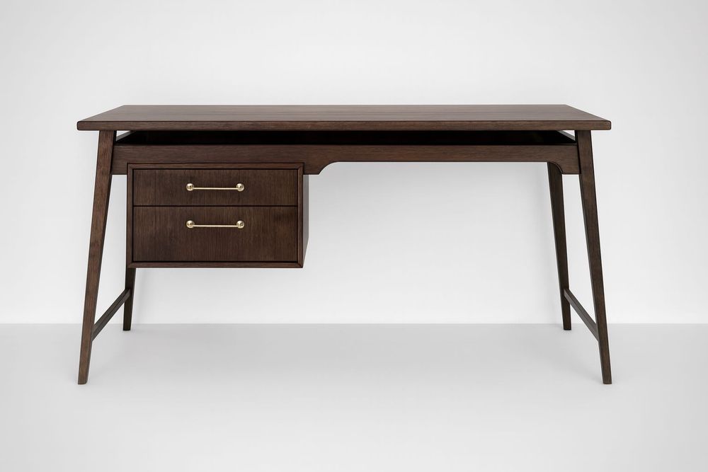 Biurko dębowe 140 cm OD RĘKI – designerskie, mid-century, premium