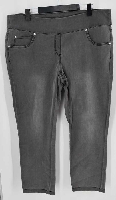 Elastyczne jeansy na gumce Bonprix 52 proste nogawki plus size szare