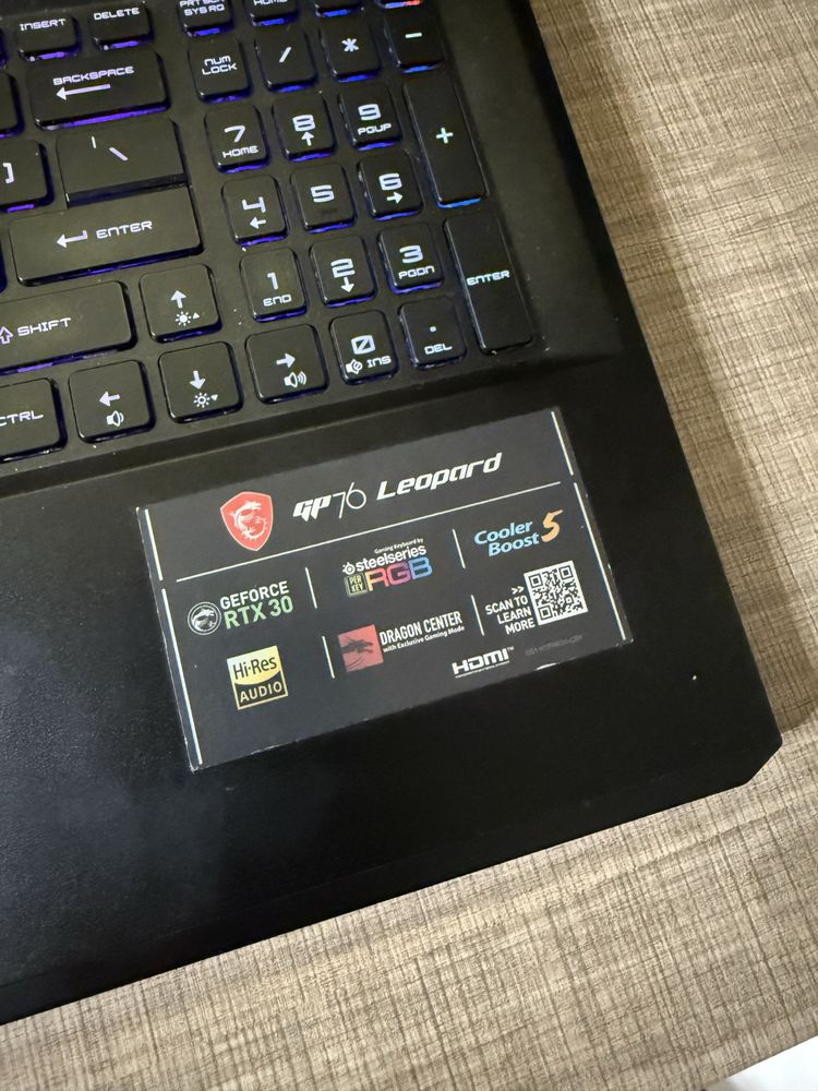Laptop Gamingowy MSI Leopard GP76 i7-10870H/RTX3060/1TB SSD/16GB