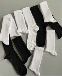 Високі Плотні Однотонні Білі Чорні Шкарпетки | Носки Весна 2024
