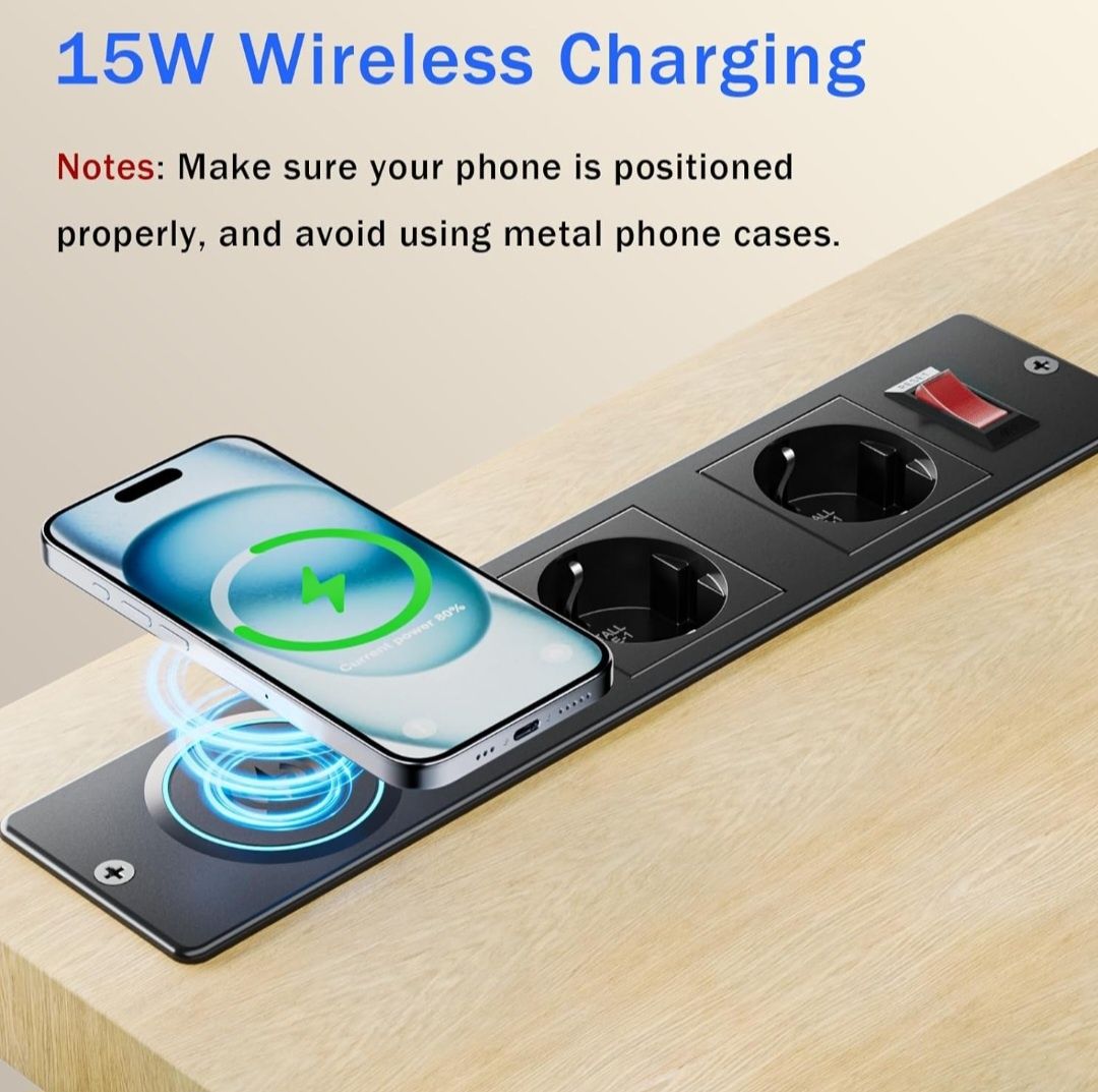 Gniazdko stołowe z USB C PD20 W formie zabudowy