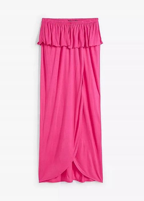 B.P.C sukienka plażowa różowa bandeau z falbanką ^44/46