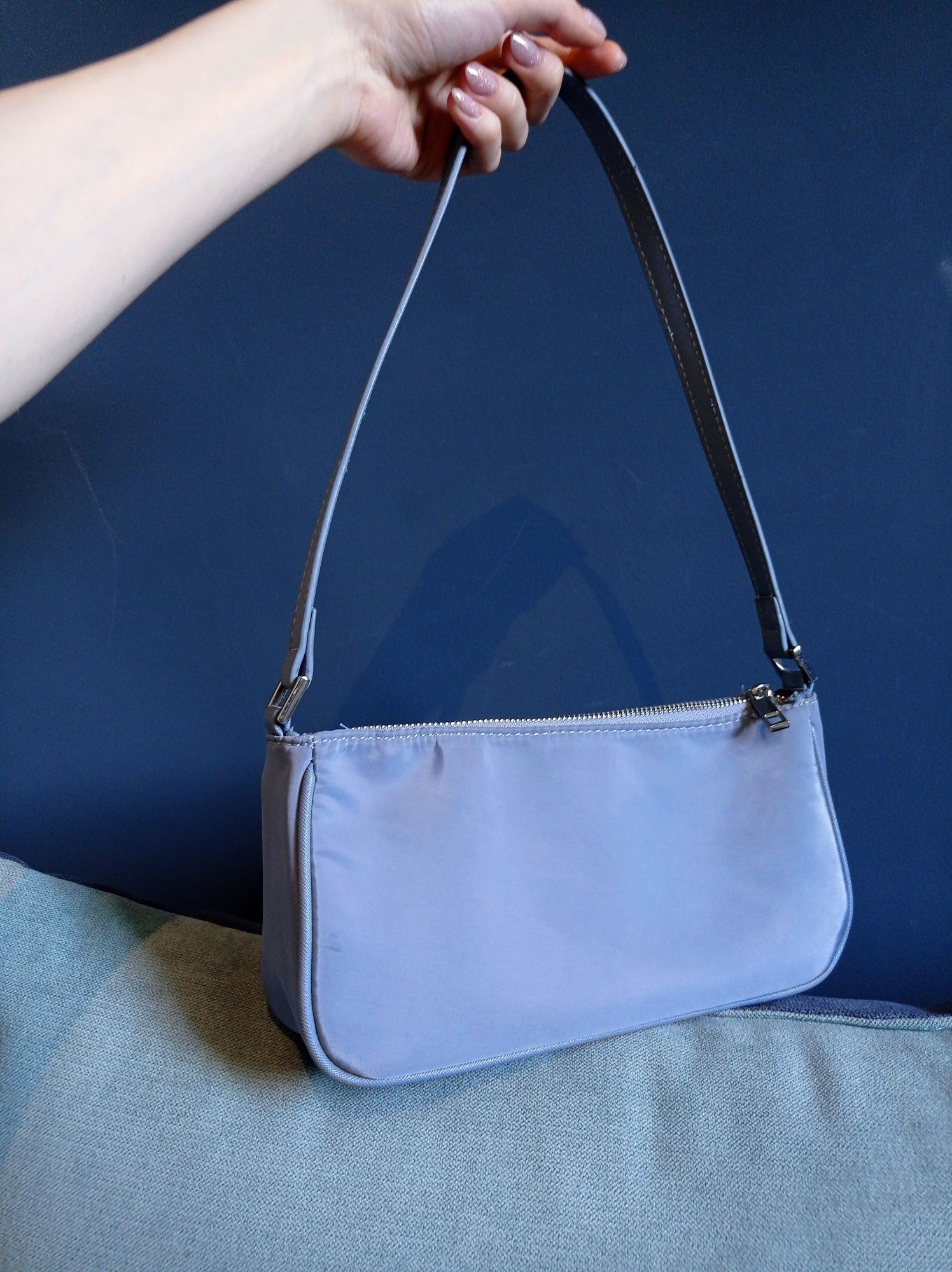 Reserved / Błękitna niebieska nylonowa torebka mała na ramię y2k