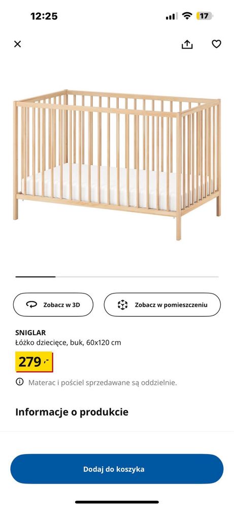 Łóżeczko dziecięce z materacem
