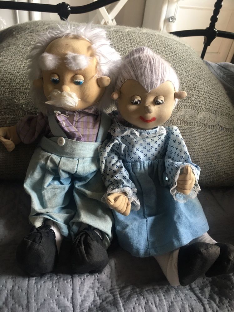 Stare zabawki kolekcjonerski dziadek i babcia szmacianeki