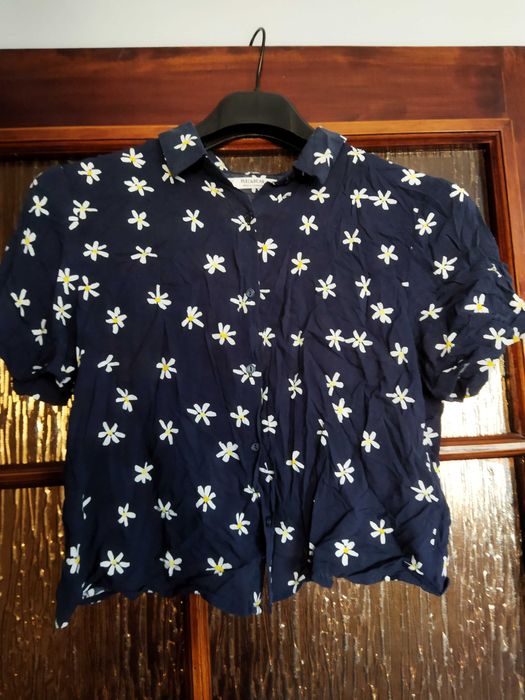 Bluzka koszula damska pull&bear 36 lato krótka wzór kwiaty łączka