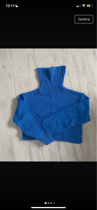 Niebieski Sweter z golfem