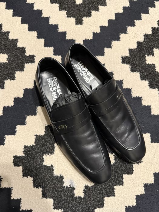 Туфли Ferragamo || Paros Dress Slip On Loafer Logo Black Silver