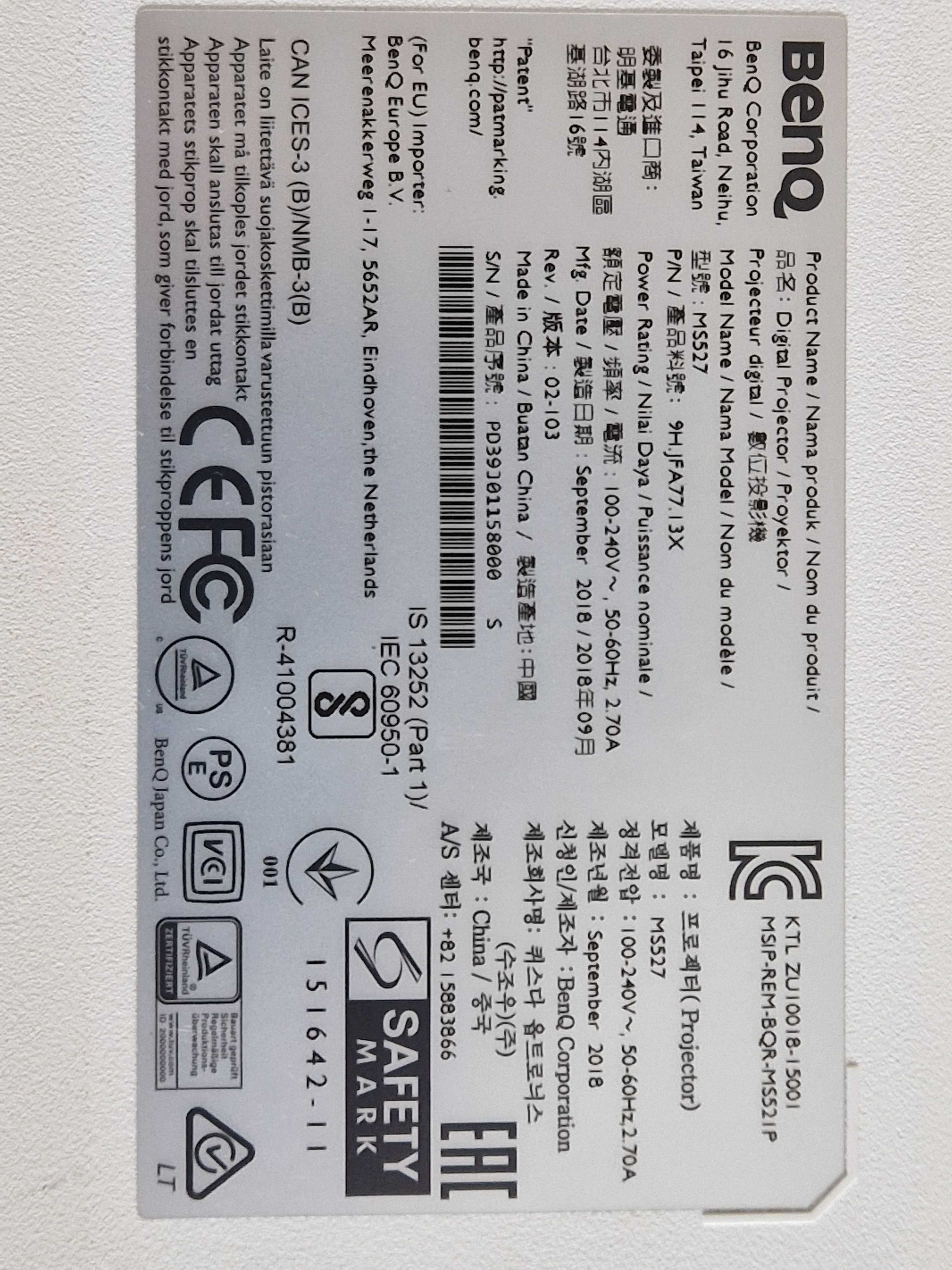 Projektor DLP BENQ ms527 3D rzutnik hdmi 800 x 600 SVGA