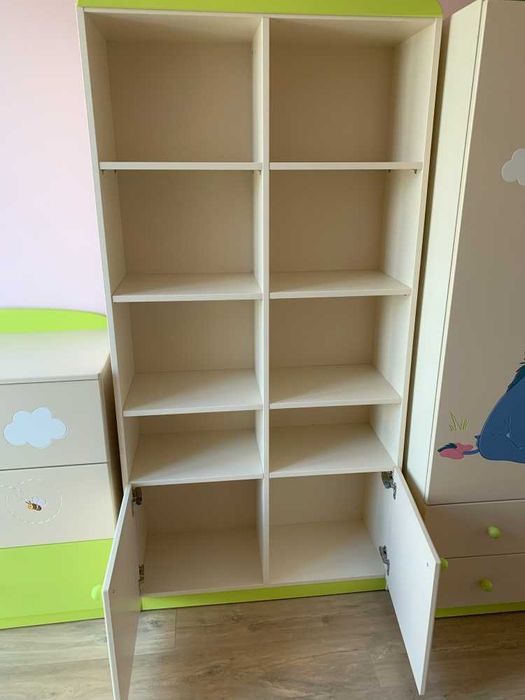 Komplet Meblik Kubuś Puchatek - szafa, regał, komoda i skrzynia