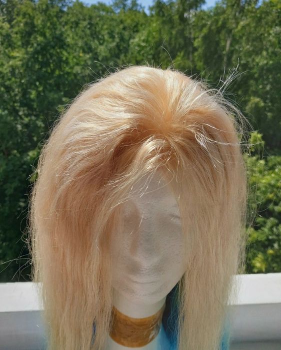 tęczowa kolorowa peruka z włosów naturalnych ludzkich