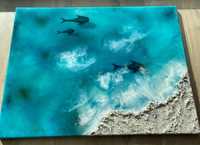 Obraz duży z żywicy epoksydowej ocean fale morze wieloryb