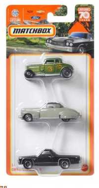 MATCHBOX 3-pak Autka CHEVY El Camino FORD Coupe CADILLAC Coupe HLC11