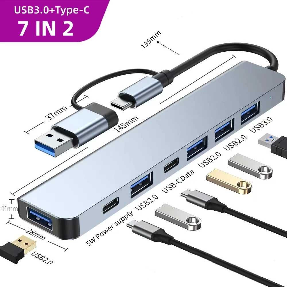 Czytnik I-BOX ICKWFR055 USB 3.0 plus Hub USB Aluminiowy 7w1 - 2xNowe