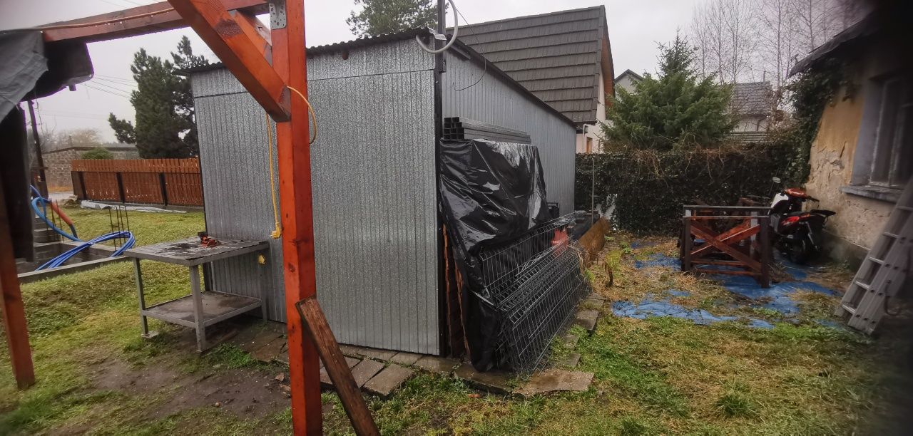 Garaż blaszany 3x6m duży, ocieplony, podłoga, regały, oświetlenie