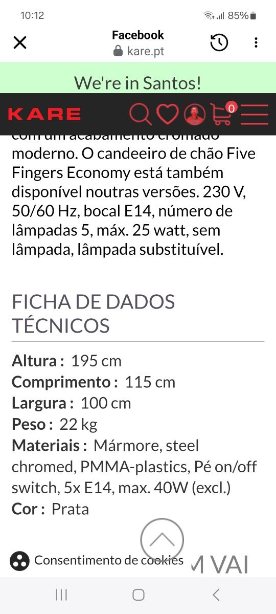 Candeeiro de chão KARE