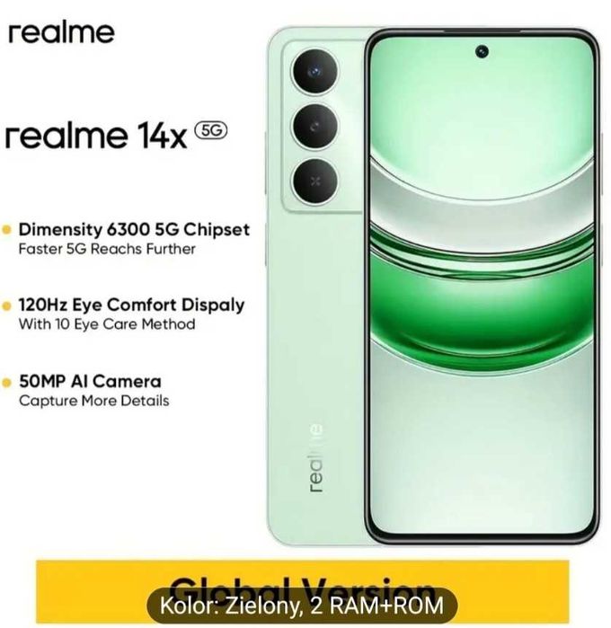NOWY Realme 14X 5G 8/256GB Zielony Green