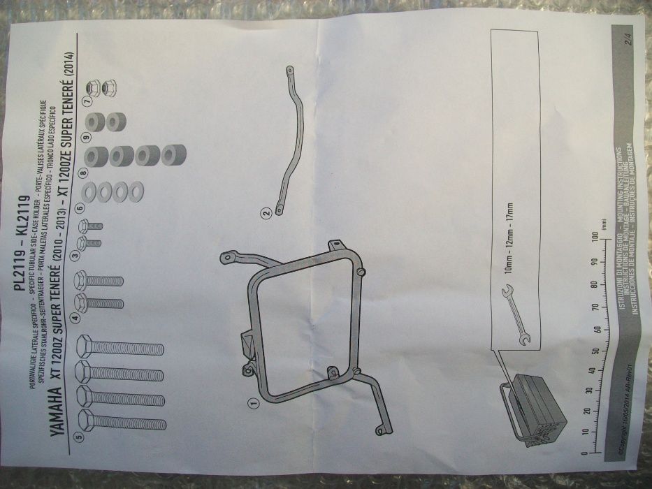 PL2119 GIVI stelaż bocz. YAMAHA XT1200Z Super Teneré (10>20) ZE(14>20)