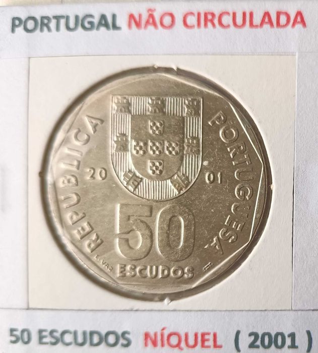 Moeda 50 Escudos 2001 3ª República Portuguesa « Emissão Anual Níquel »