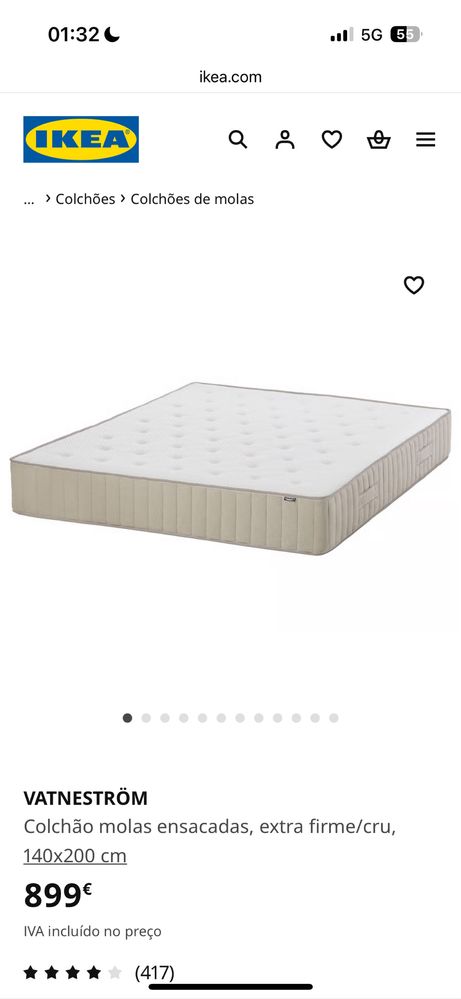Colchao NOVO 200x140x26cm IKEA
