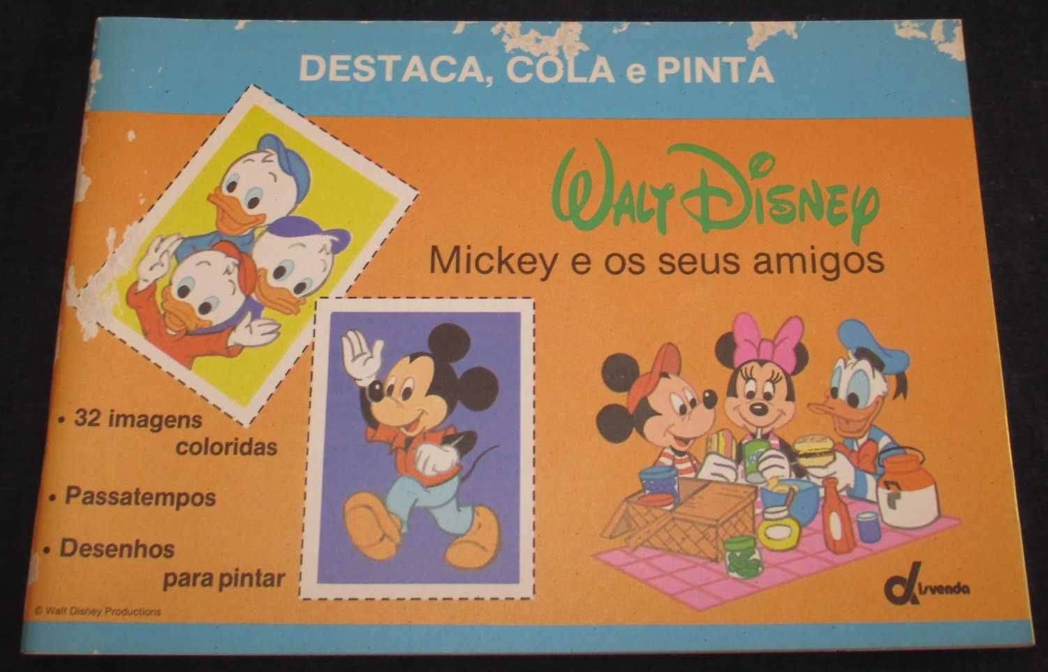 Livro Mickey e os seus amigos Destaca Cola e Pinta Walt Disney