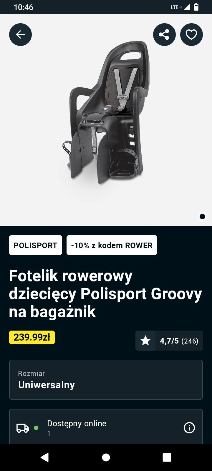 Fotelik rowerowy Polisport